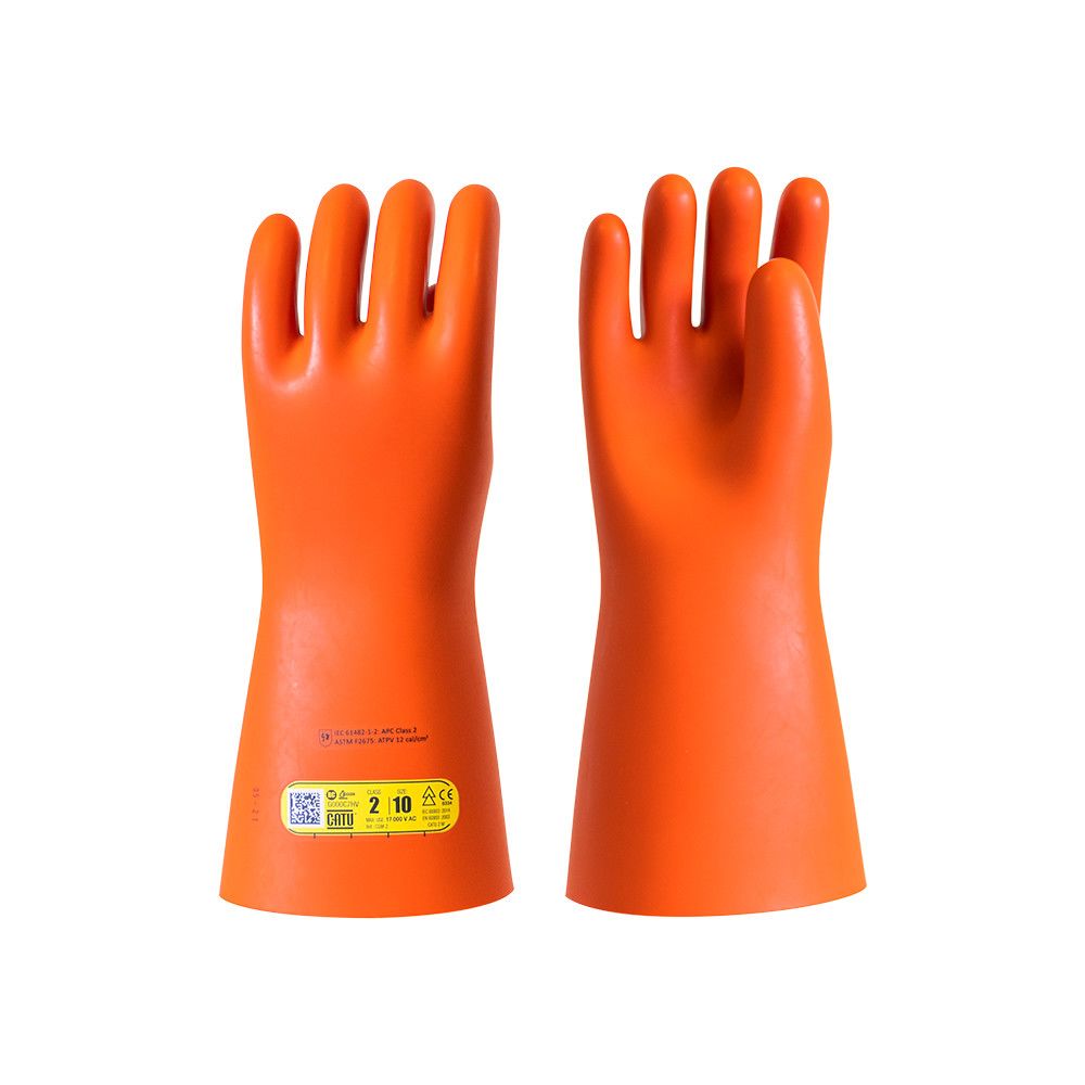 Catu Orange Bicolour natural latex Electrical Insulating Gloves 360mm Cold Resistant, Oil Resistant, Acid Resistant,