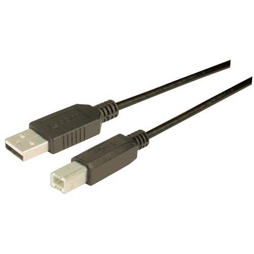 L-Com USB Cable, Male USB to Male, USB 2.0 USB B, USB Type B, Dark Grey, 2 m