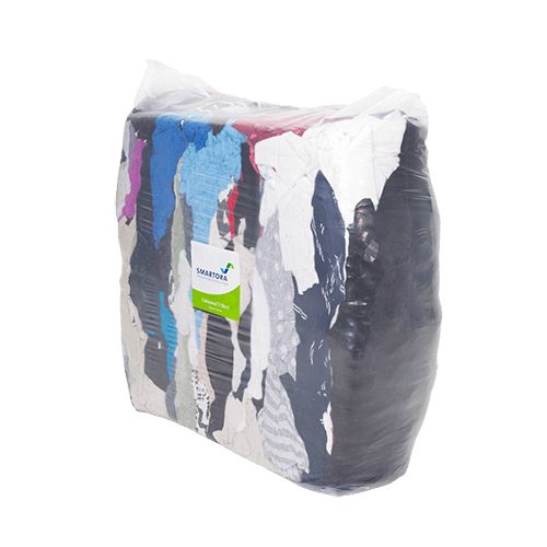 Smartora T-Shirt Rags 10Kg Multicolour Cotton Wipe for General Purpose, Dry Use, Bag of 10 Per Pack, Repeat Use