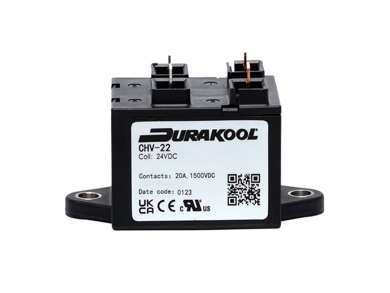 Durakool CHV20 Contactor, 24V dc Coil, 1-Pole, 20 A, 3 kW, NO, 1.5kV dc