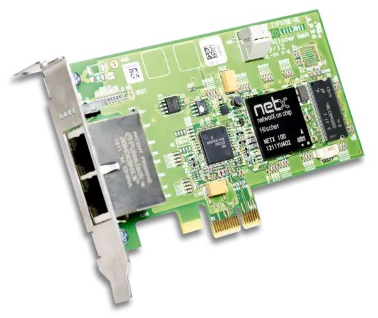 Hilscher 2 Port Low Profile PCI Express RJ45 Network Card, 100Mbps
