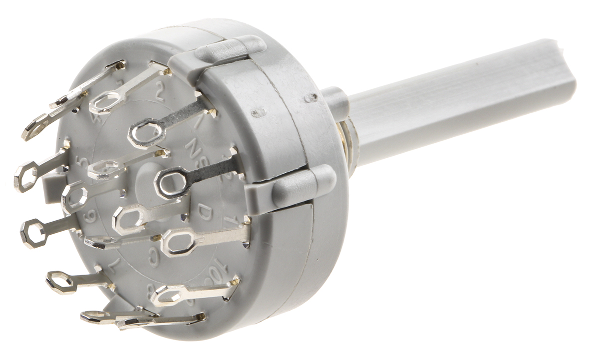 ck1027 Lorlin CK, 3 Position 4PST Rotary Switch, 150mA, Solder Tab