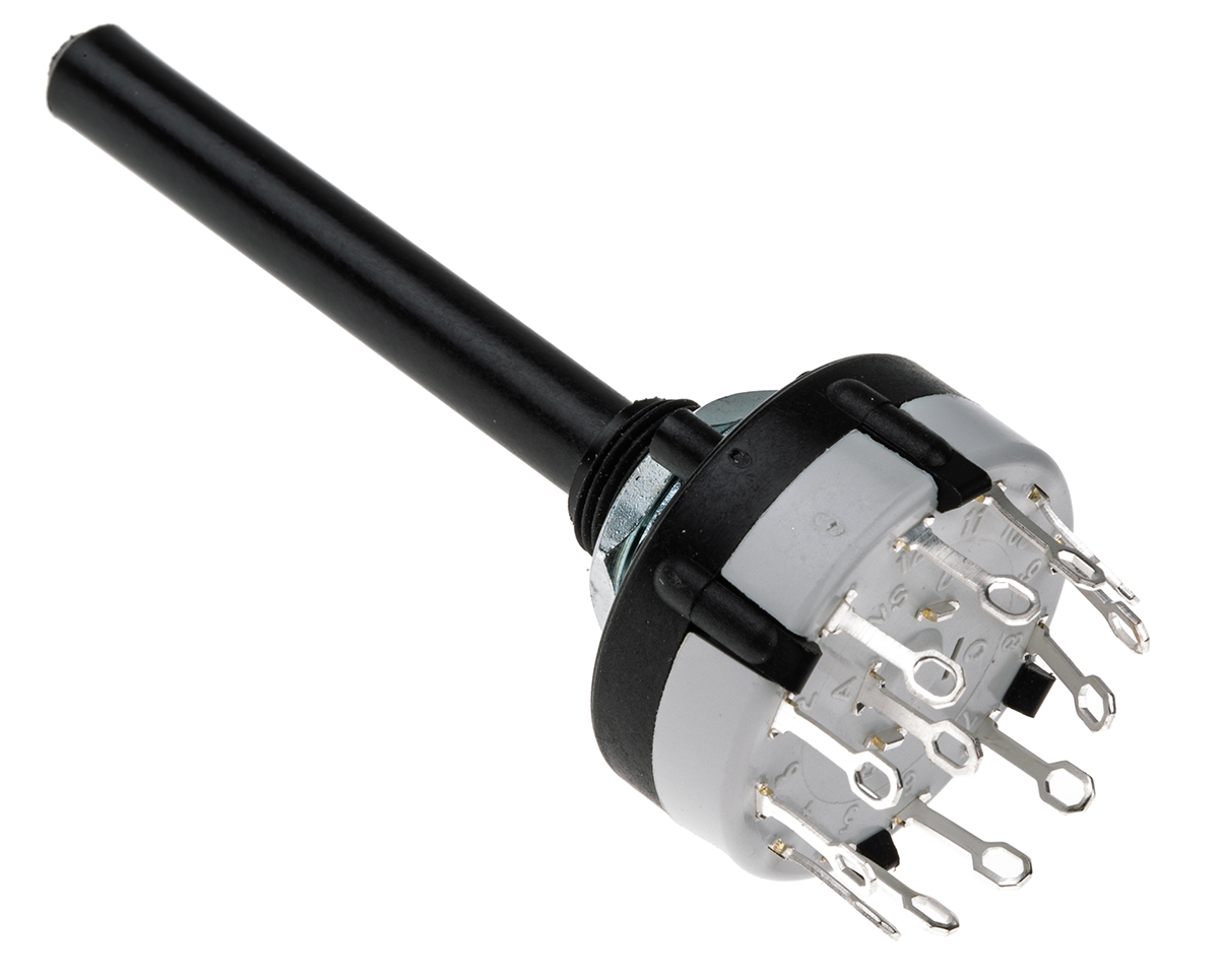 Lorlin CK, 12 Position SPST Rotary Switch, 150mA, Solder Tab