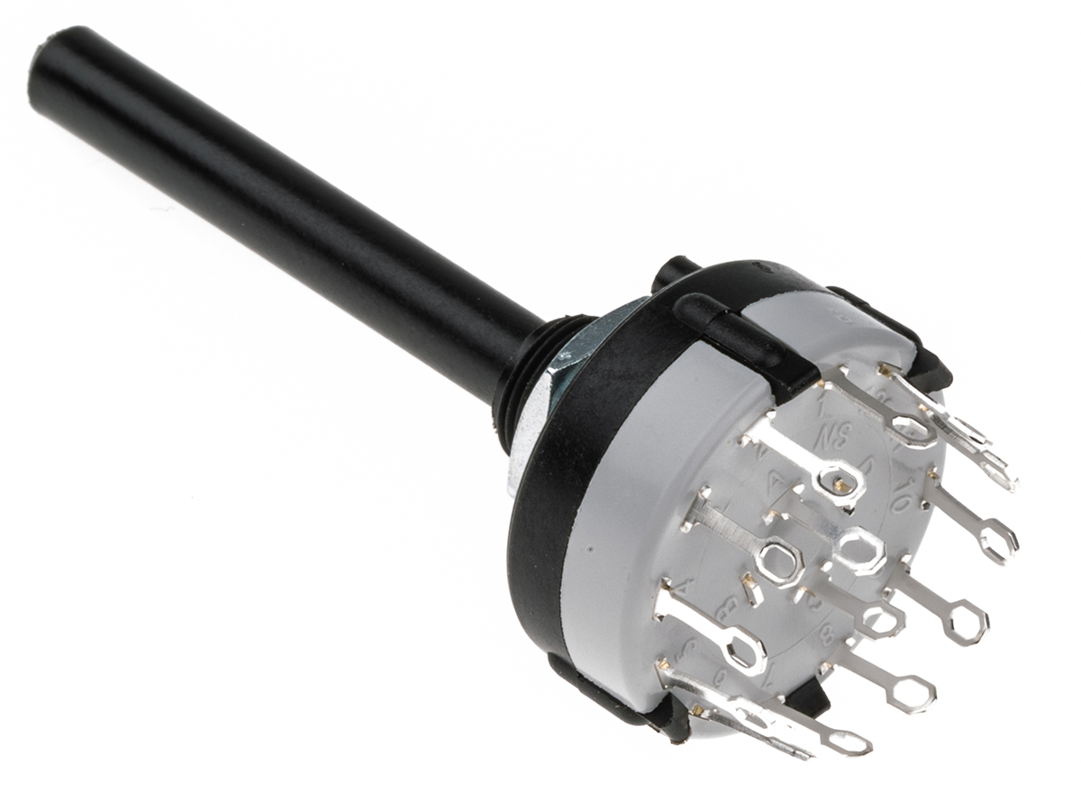 Lorlin CK, 6 Position DPST Rotary Switch, 150mA, Solder Tab