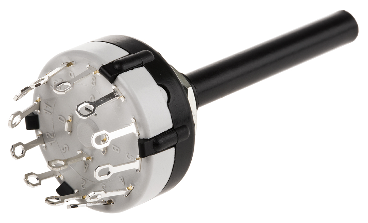 Lorlin CK, 12 Position SPST Rotary Switch, 150mA, Solder Tab