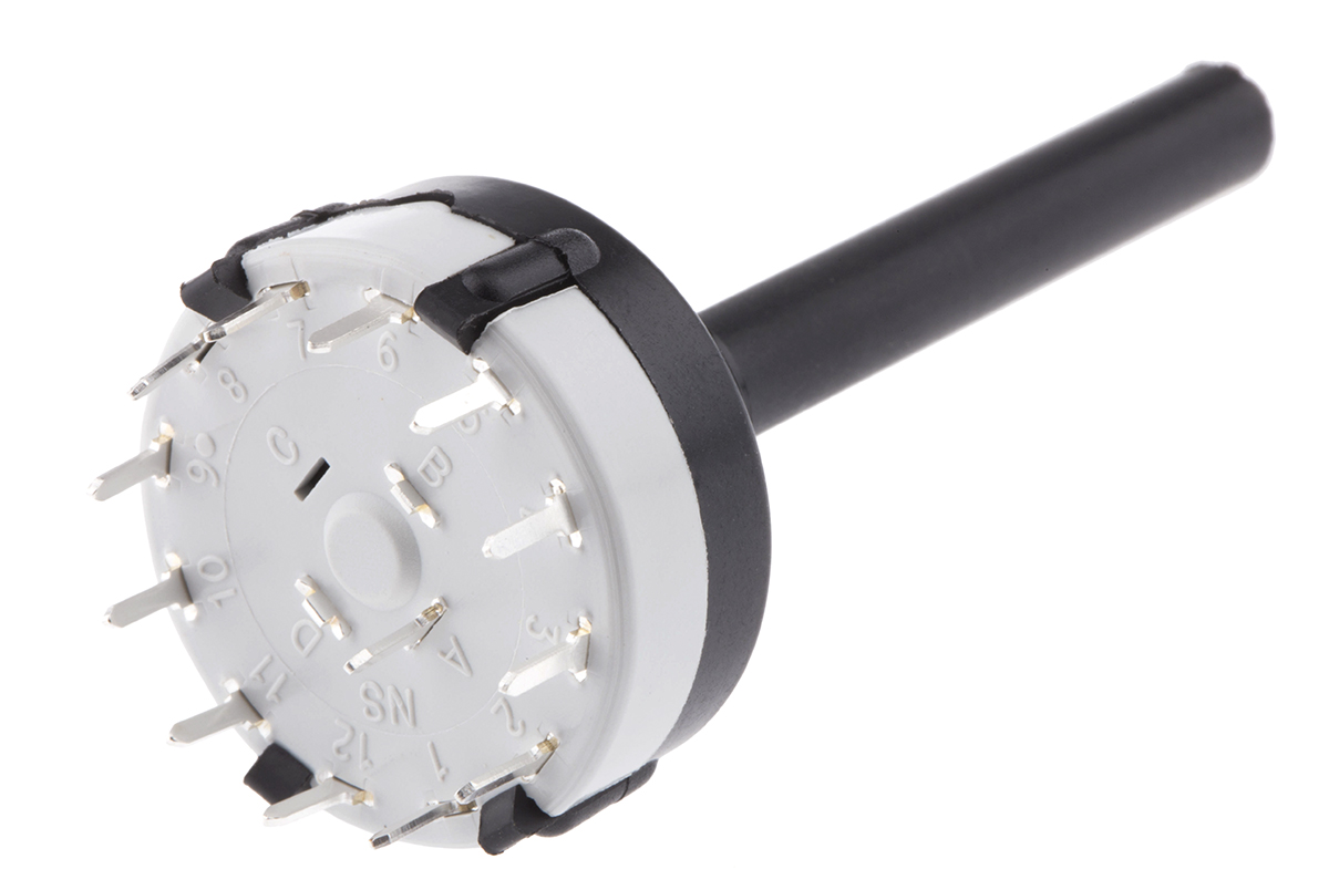 Lorlin CK, 12 Position SP12T Rotary Switch, 150mA, Solder