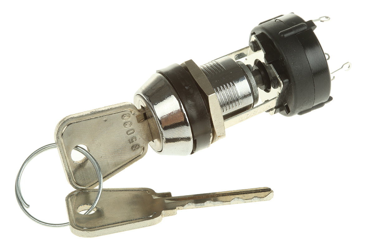 Lorlin IP67 High Security Key Switch, SPST, 150mA 4-Way