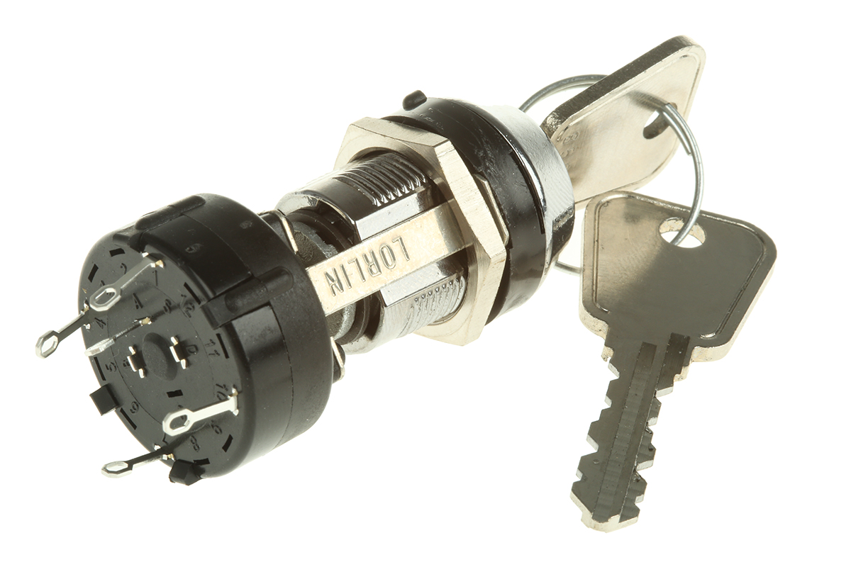 ckl6018 Lorlin IP67 High Security Key Switch, SPST, 150mA 4-Way