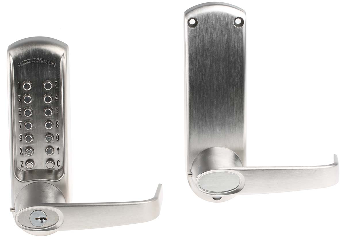 cl610bs Codelock Steel Mechanical Brushed Steel, Polished Brass Code Lock