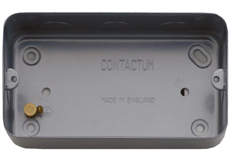 Contactum Grey Steel Back Box, BS, 2 Gangs 35 mm