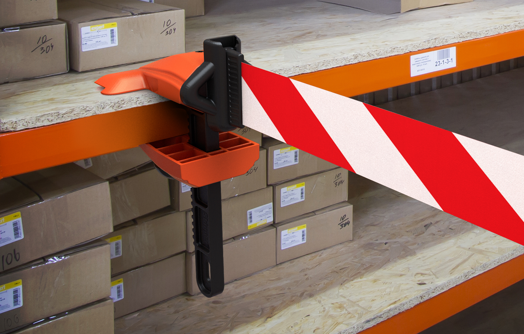 clamp01 Skipper Orange, Black Safety Barrier, 140 mm