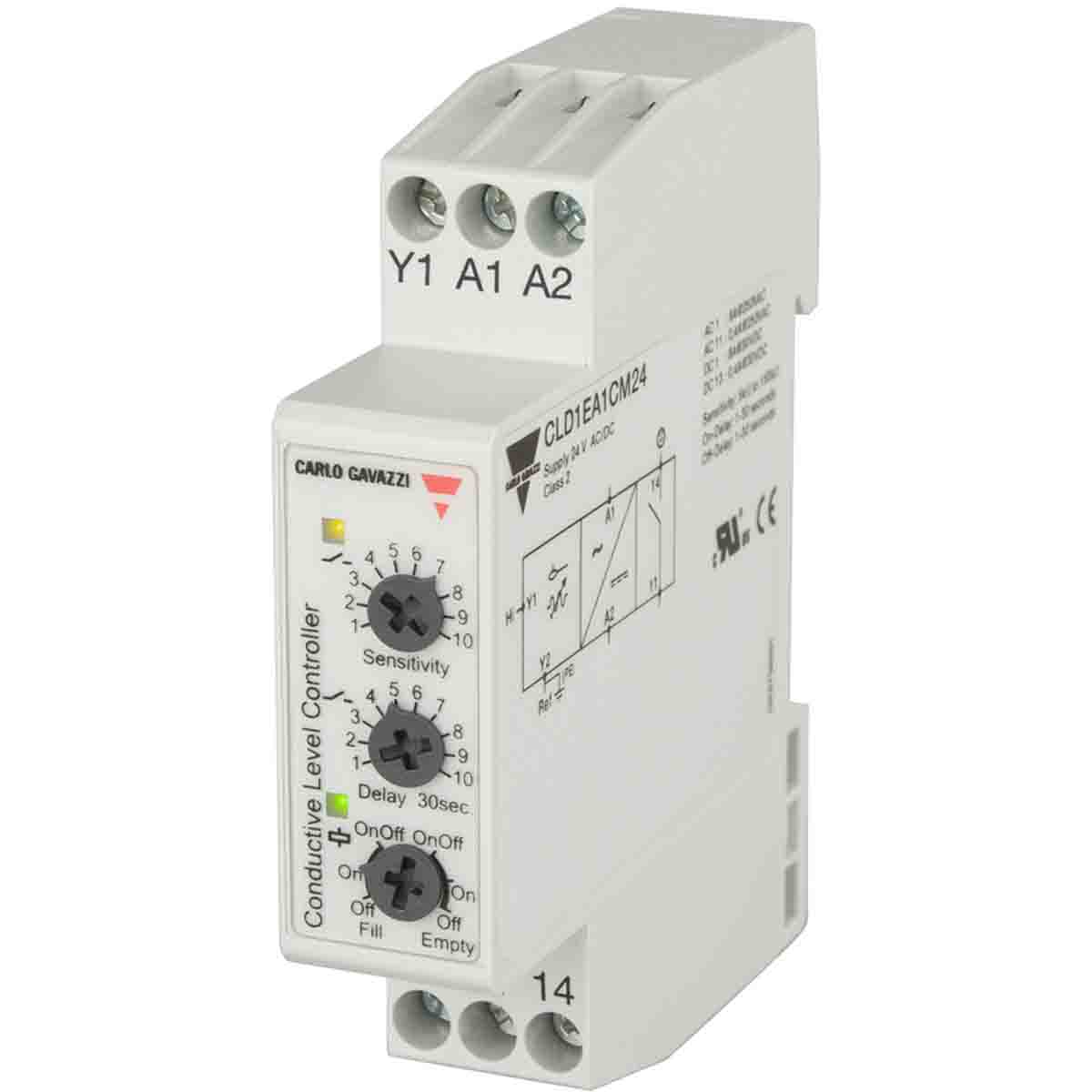 Carlo Gavazzi CLD1EA1CM24 Series Level Controller -, DIN Rail 1 Analogue Input 24V-Rated Relay