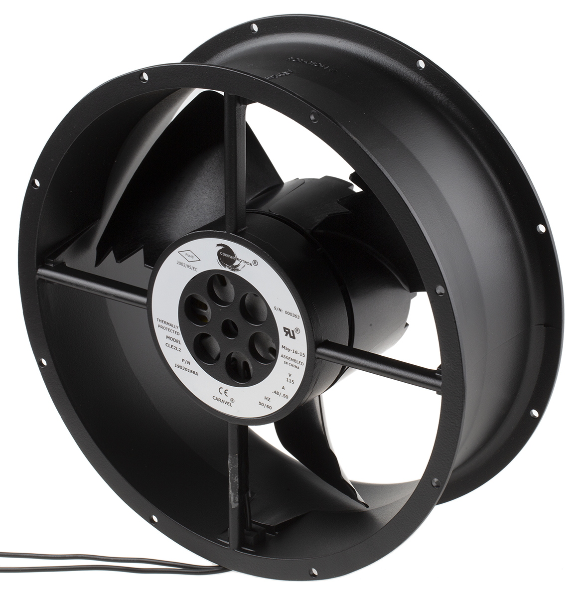 COMAIR ROTRON Caravel Series Axial Fan, 115V ac, 935 m³/h, 61 W, 500 mA Max 254 mm, 254mm, 88.9 mm