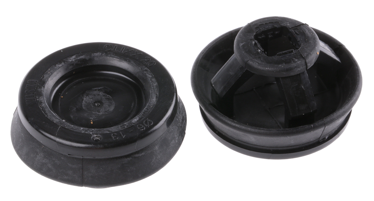 WISKA CLIXX Black Polypropylene, Thermoplastic 20 mm Cable Grommet for 13 mm Cable Dia. for 6 mm Cable Dia. CLIXX M20/B