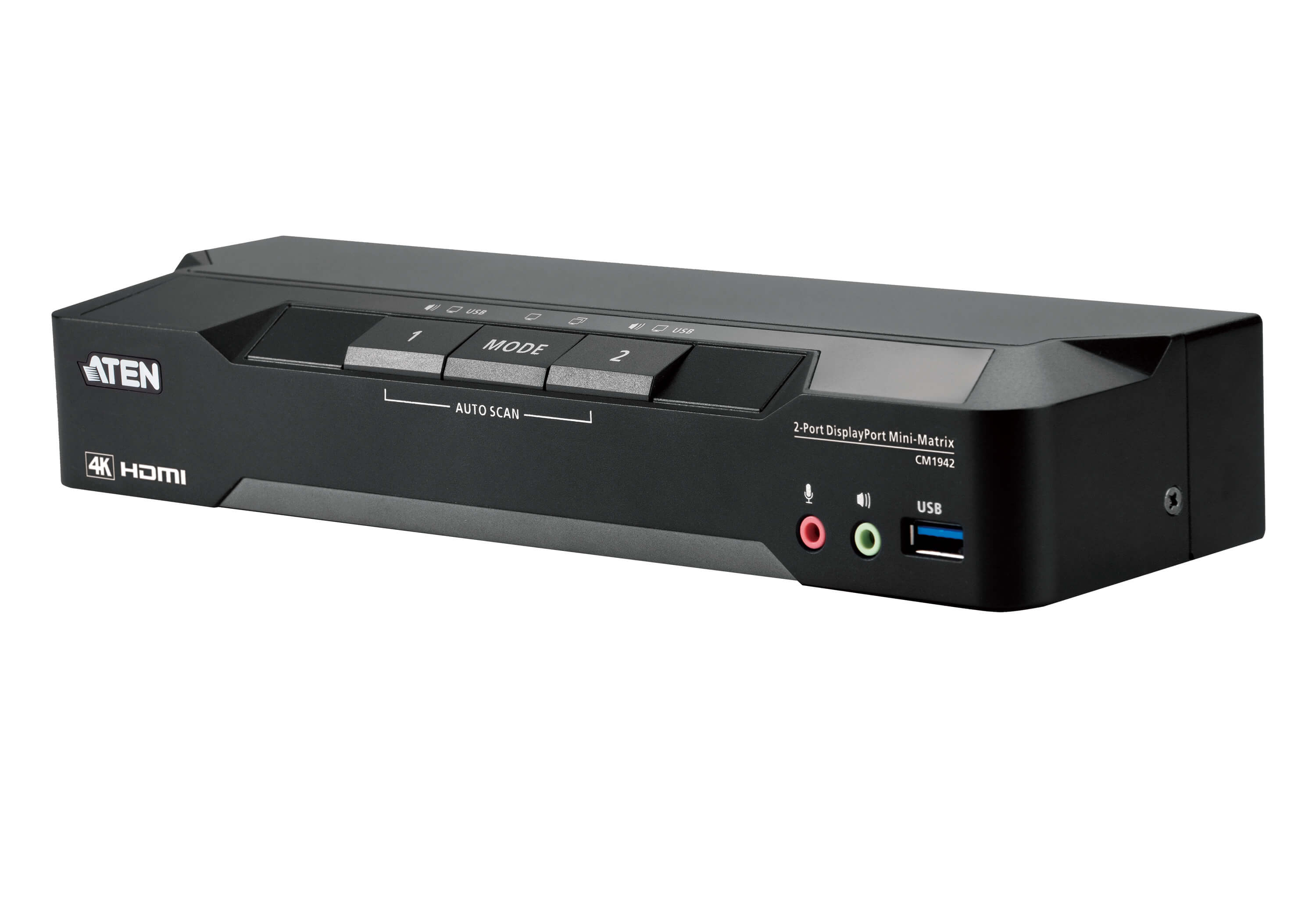 Aten 2 Port 2 Displays USB DisplayPort KVM Switch 3.5mm Audio Jack Female 4096 x 2160 pixel Maximum Resolution