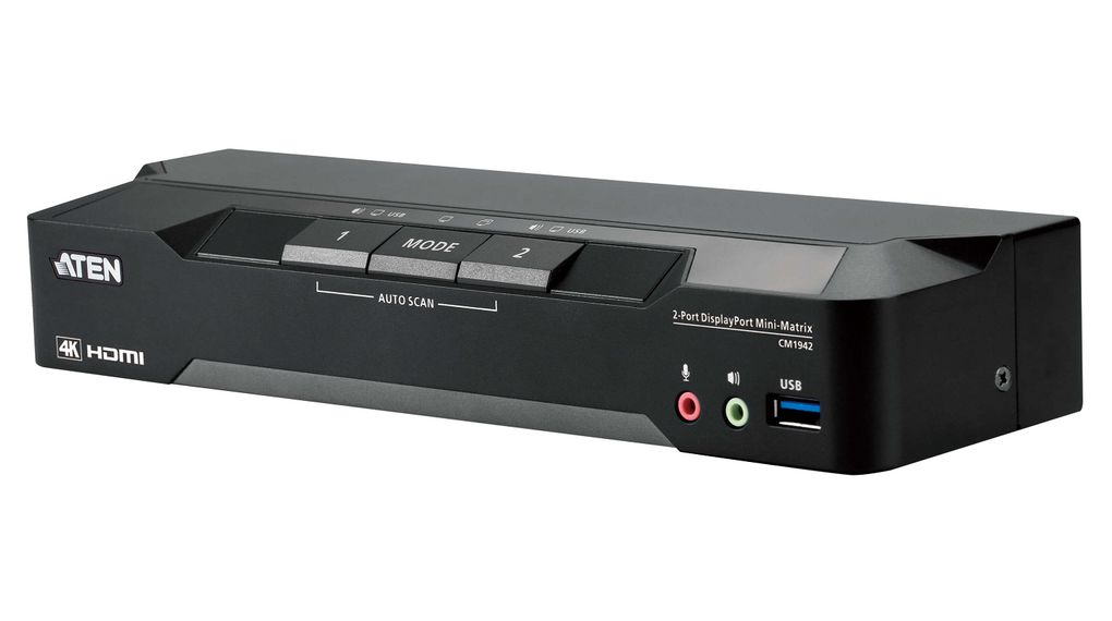 Aten 18 Port 2 Displays USB DisplayPort KVM Switch 3.5mm Audio Jack Female 4096 x 2160 pixel Maximum Resolution