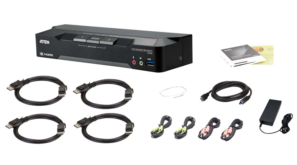 cm1942 Aten 18 Port 2 Displays USB DisplayPort KVM Switch 3.5mm Audio Jack Female 4096 x 2160 pixel Maximum Resolution