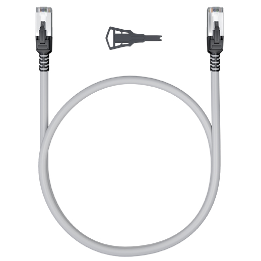 CAE Multimedia Connect CORD6ASFLOCKxMSH, 0.5 m Cat6a Patch cable, Grey, S/FTP Screened Low Smoke Zero Halogen Sheath