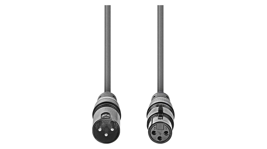 Nedis 3 Core, 1.5 mm² CSA, 9 mm OD, 5 m, Grey