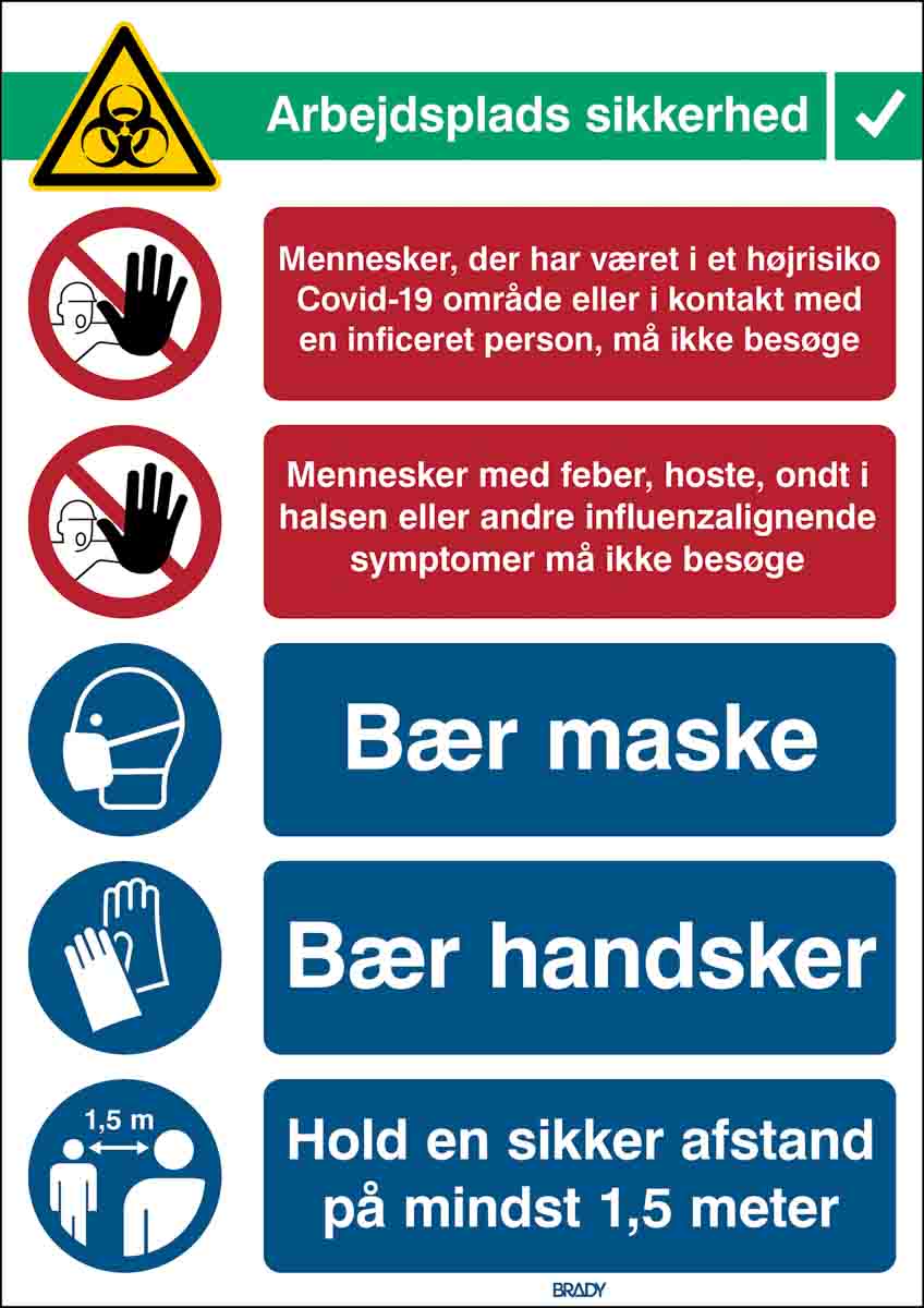 Brady Safety Wall Chart, Polypropylene B-7527, Danish 371 mm 262 mm