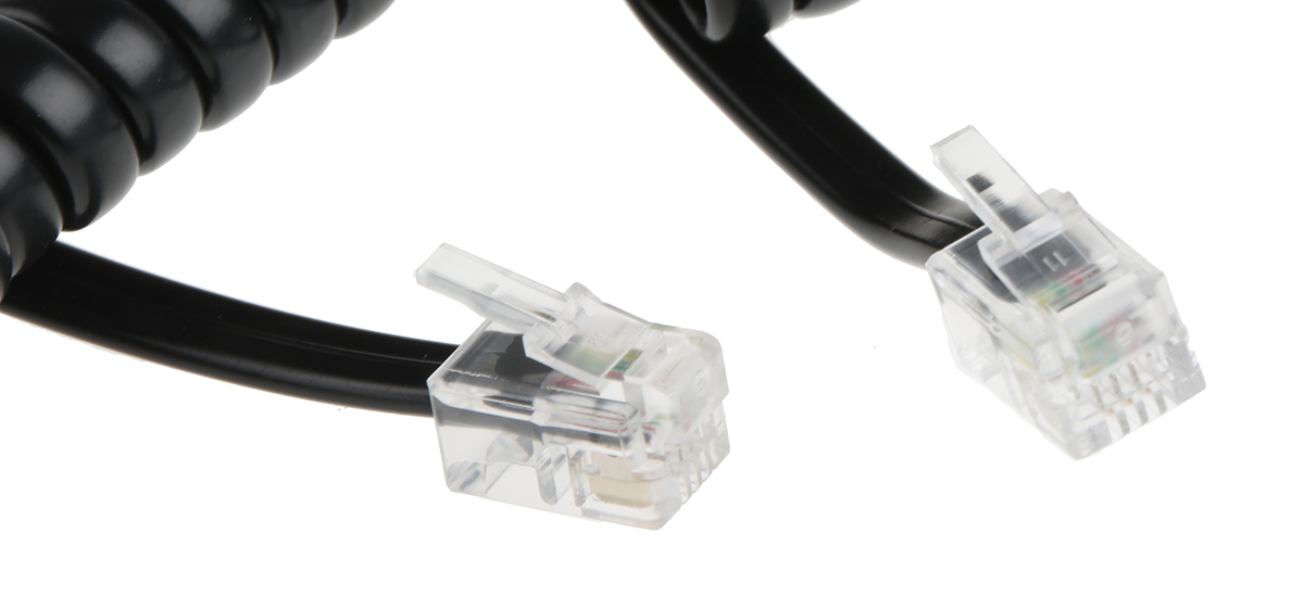 Decelect Male RJ9 to Male Telephone Extension Cable, Black Sheath, 1.5 m