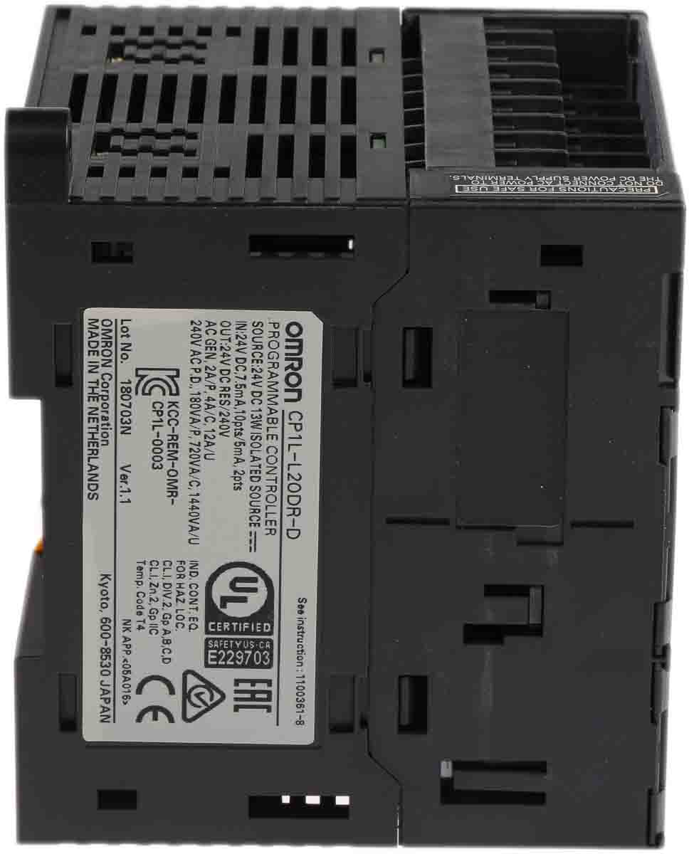 cp1l-l20dr-d Omron CP1L Series PLC CPU, Relay Output, 12-Input, PNP/NPN Input