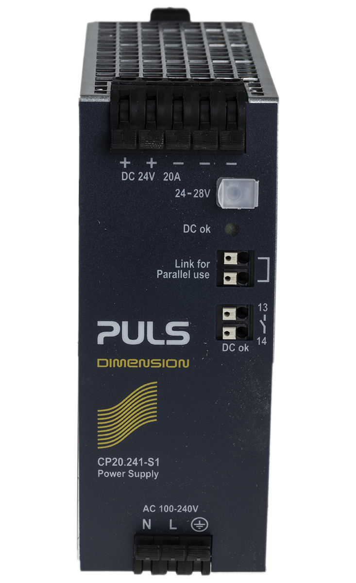 PULS CP DIN Rail Power Supply 150 V dc, 240V ac AC Input 24V dc, 20 A Output DC 480 W