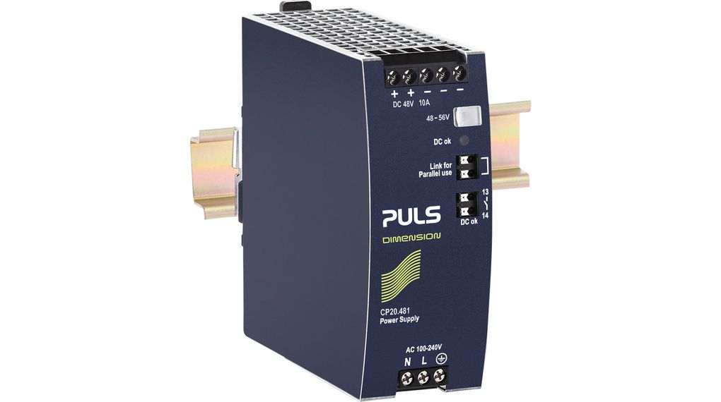 PULS IS480 DIN Rail Power Supply 240V ac AC/DC Input 48V dc, 12 A Output DC 480 W