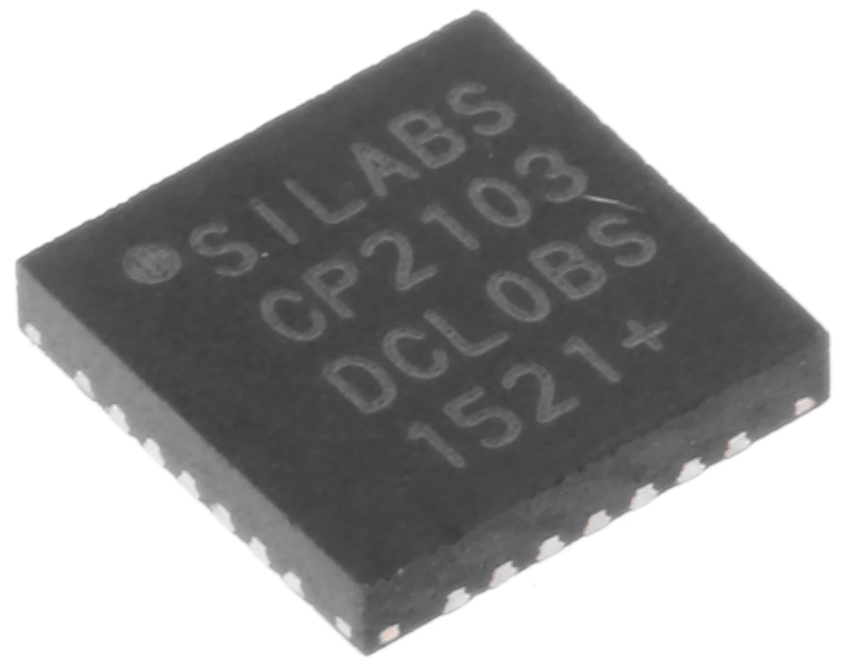 Silicon Labs CP2103-GM, USB Controller, 1-Channel 12 Mbps, 3.6V, USB to UART, 3.3 V, 28-Pin QFN