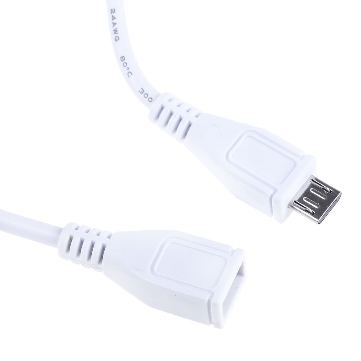Cable Power  USB 2.0, Male Micro USB Type B to Female Micro USB Type B, White, 200 mm