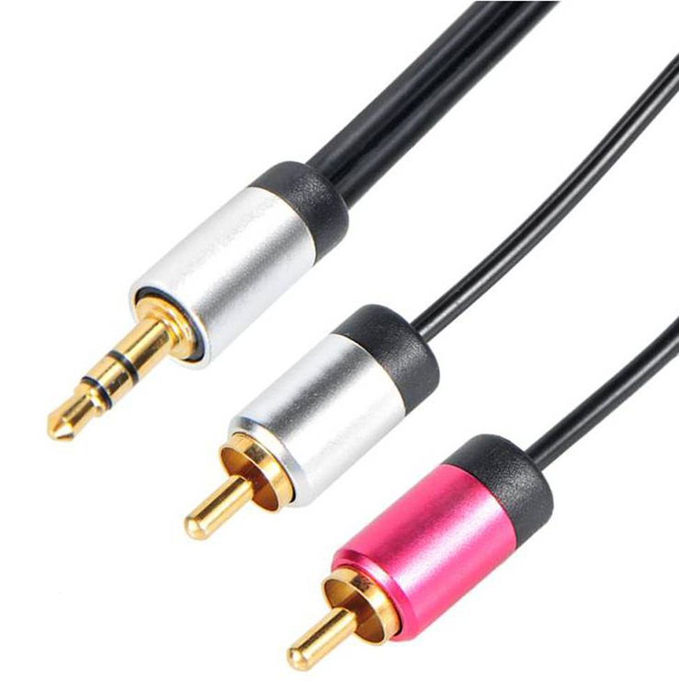 Cable Power CPAL010 Male 3.5 mm Stereo Jack to Male RCA Auxiliary Cable, Black, 5 m CPAL010-5M-RS