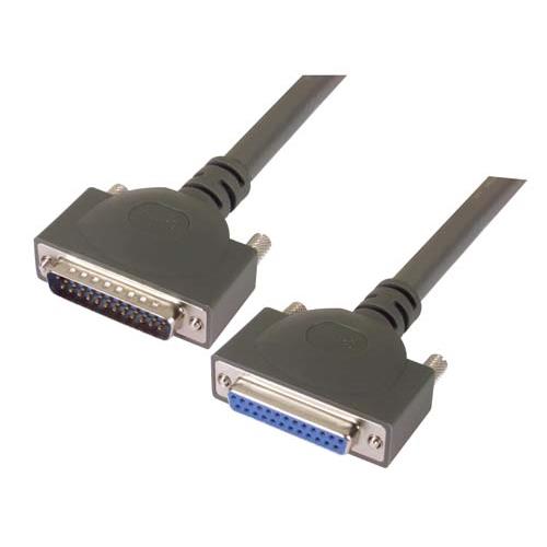 L-Com Male D-Sub 25-Pin to Female DB25 Cable Assembly, 5 ft Polyvinyl Chloride