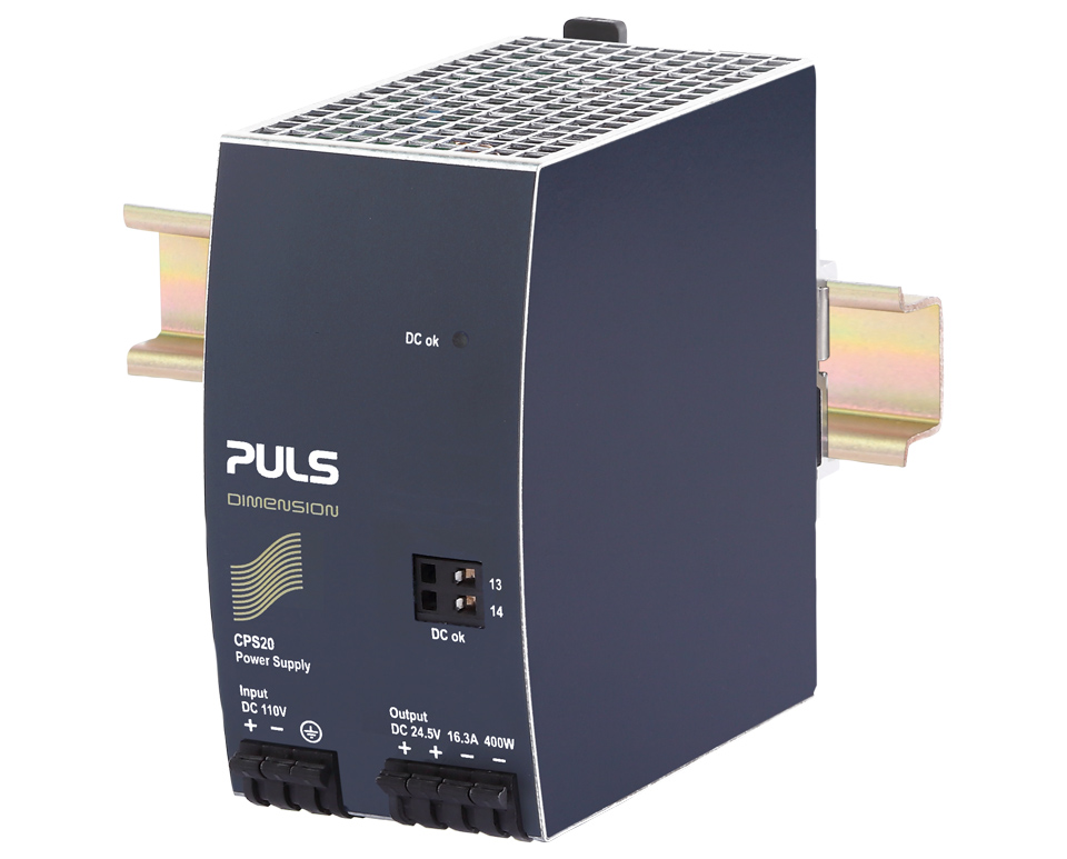 cps20241-60 PULS CPS20 DC/DC Converter, 24.5V dc/ 16.3 A, 154V dc Input, 110V dc Input, Wall 400 W, 70 °C Max Temp -40 °C Min Temp