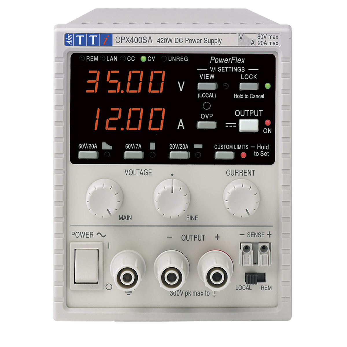 Aim-TTi Digital Bench Power Supply, 1-Output 0 V ac to  60V, 420 W, 20 A Max