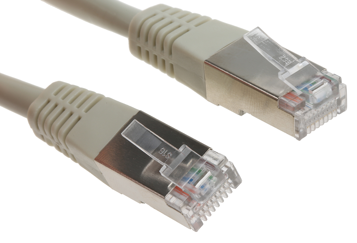 Decelect, 2 m Cat5 Ethernet Cable, Grey, Shielded Polyvinyl Chloride Sheath
