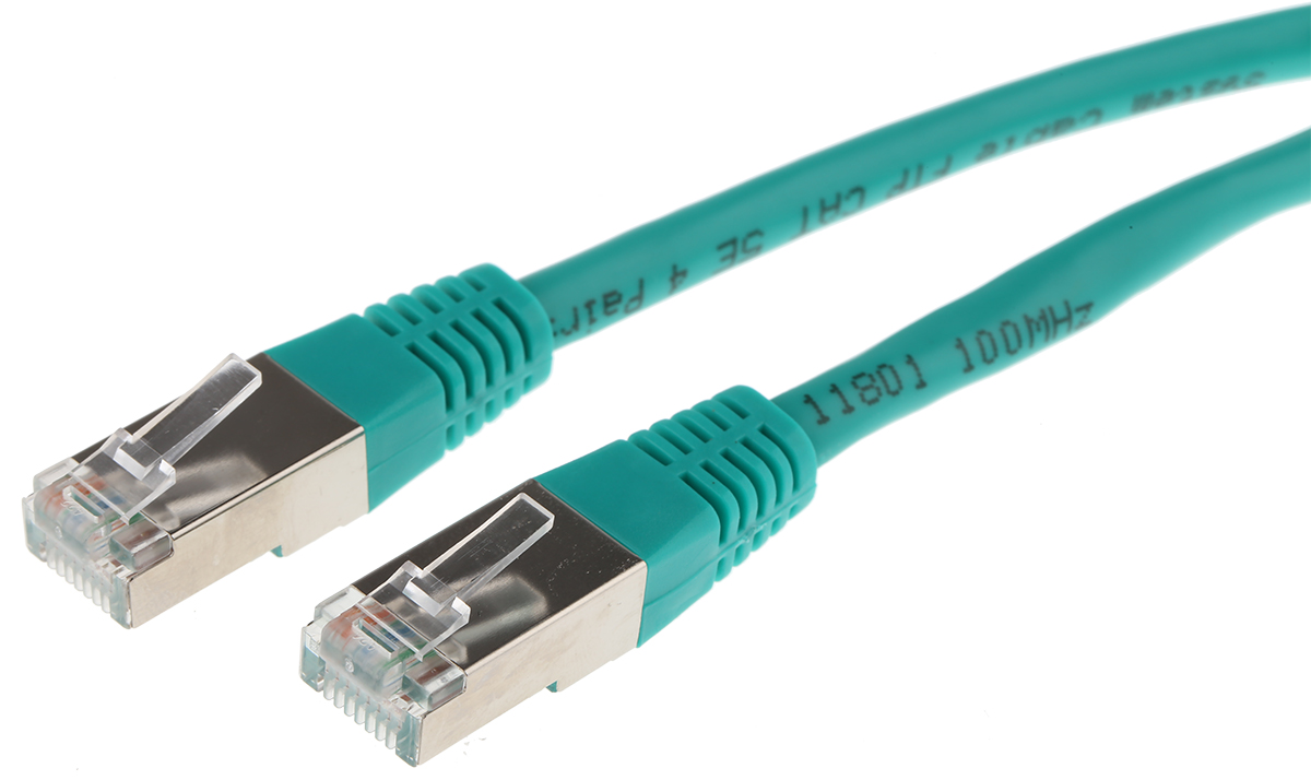 Decelect CR503B, 3 m Cat5 Ethernet Cable, Green, Shielded Polyvinyl Chloride Sheath