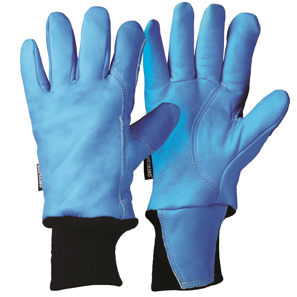 Rostaing CRIOBC Blue, Black Leather, Cotton Overglove, Size 10, Leather Coating