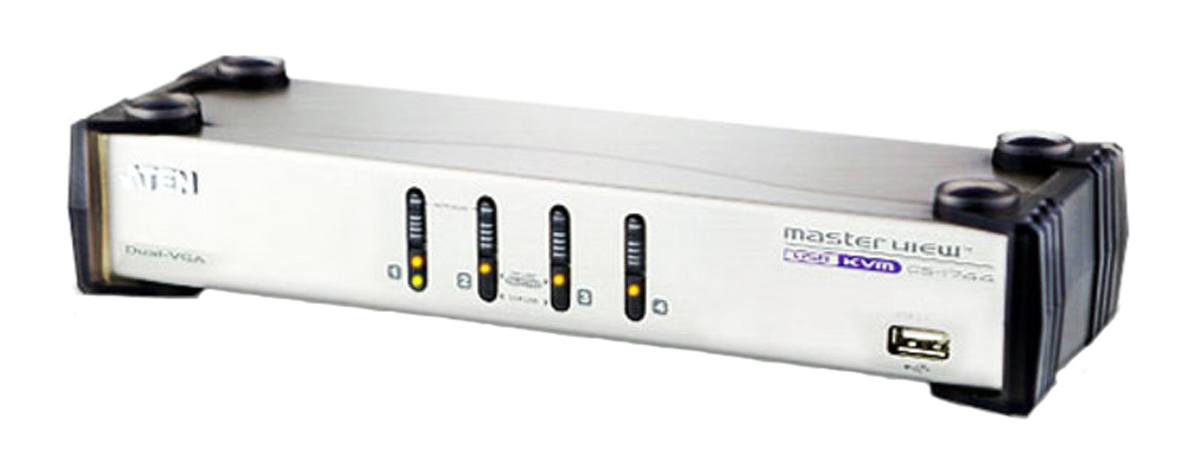 Aten 4 Port 2 Displays USB VGA KVM Switch 3.5 mm Stereo 2048 x 1536 pixel Maximum Resolution