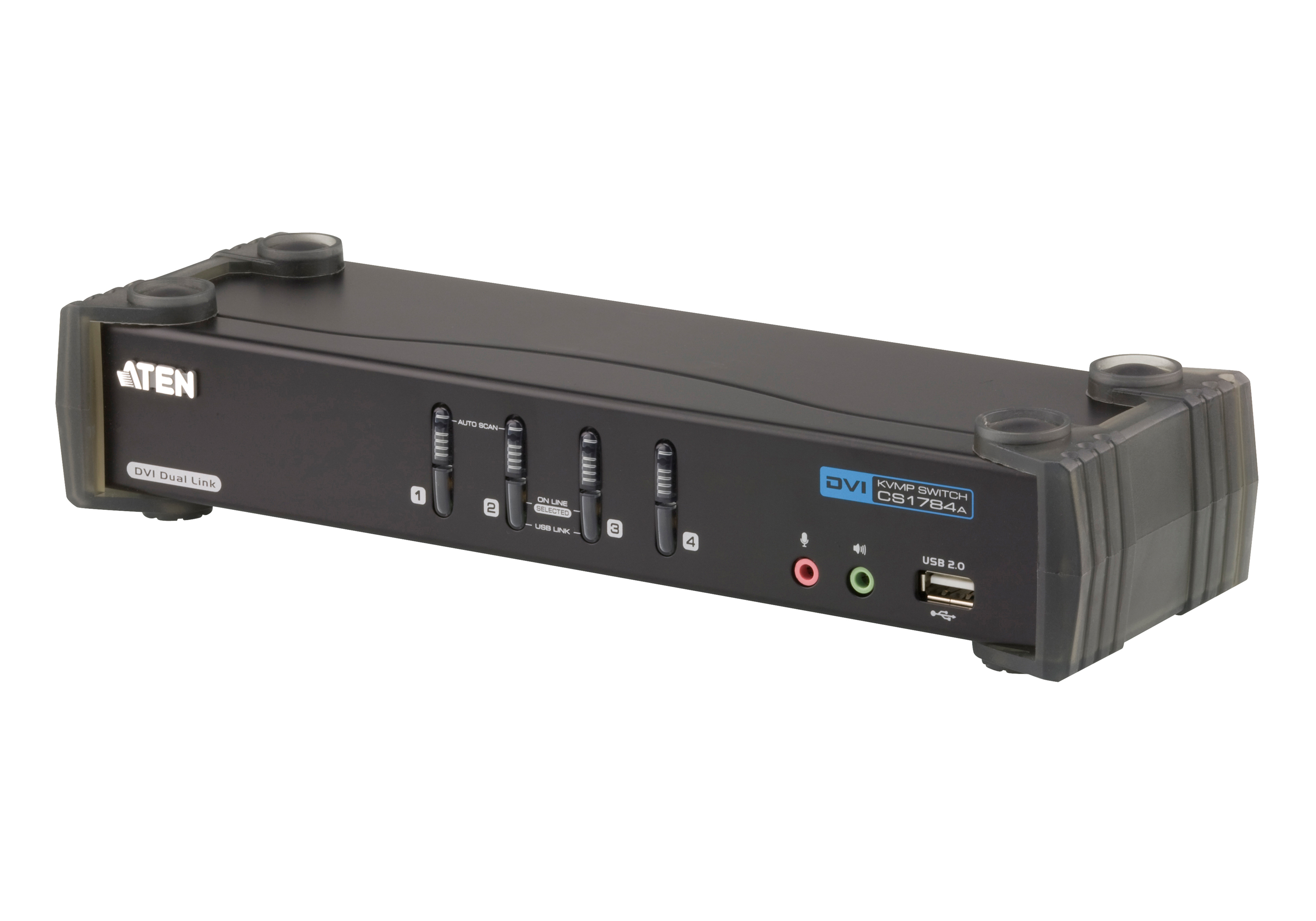 Aten 4 Port 1 Displays USB DVI I KVM Switch Stereo 2560 x 1600 pixel Maximum Resolution