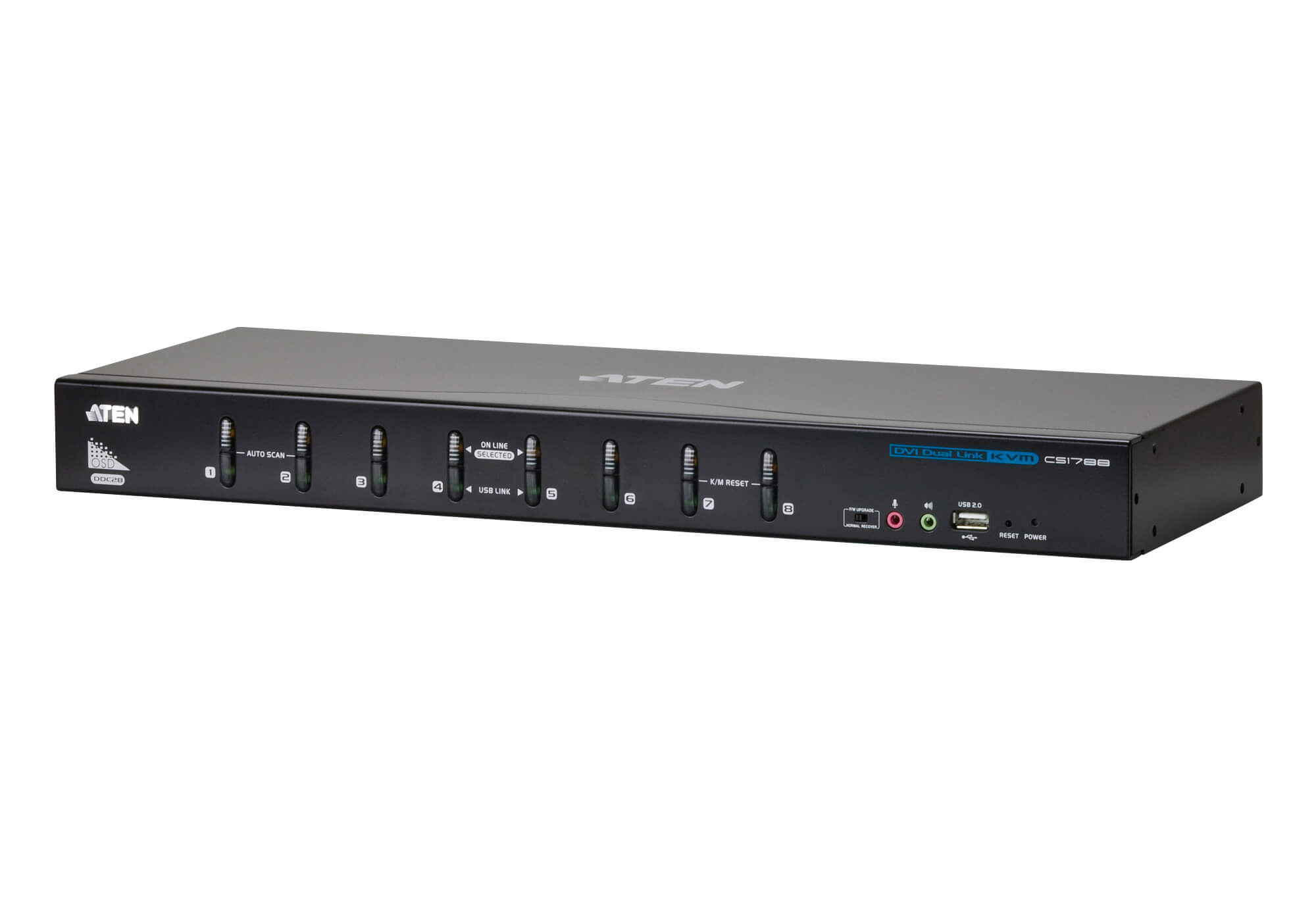 Aten 8 Port 1 Displays USB DVI I KVM Switch 3.5mm Audio Jack Female 2560 x 1600 pixel Maximum Resolution