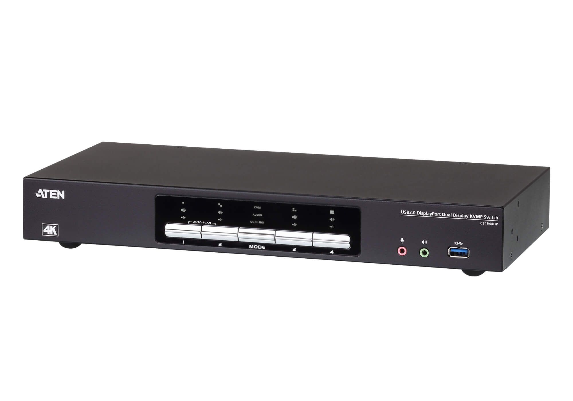 Aten 4 Port 2 Displays USB DisplayPort KVM Switch 3.5mm Audio Jack Female 4096 x 2160 pixel Maximum Resolution