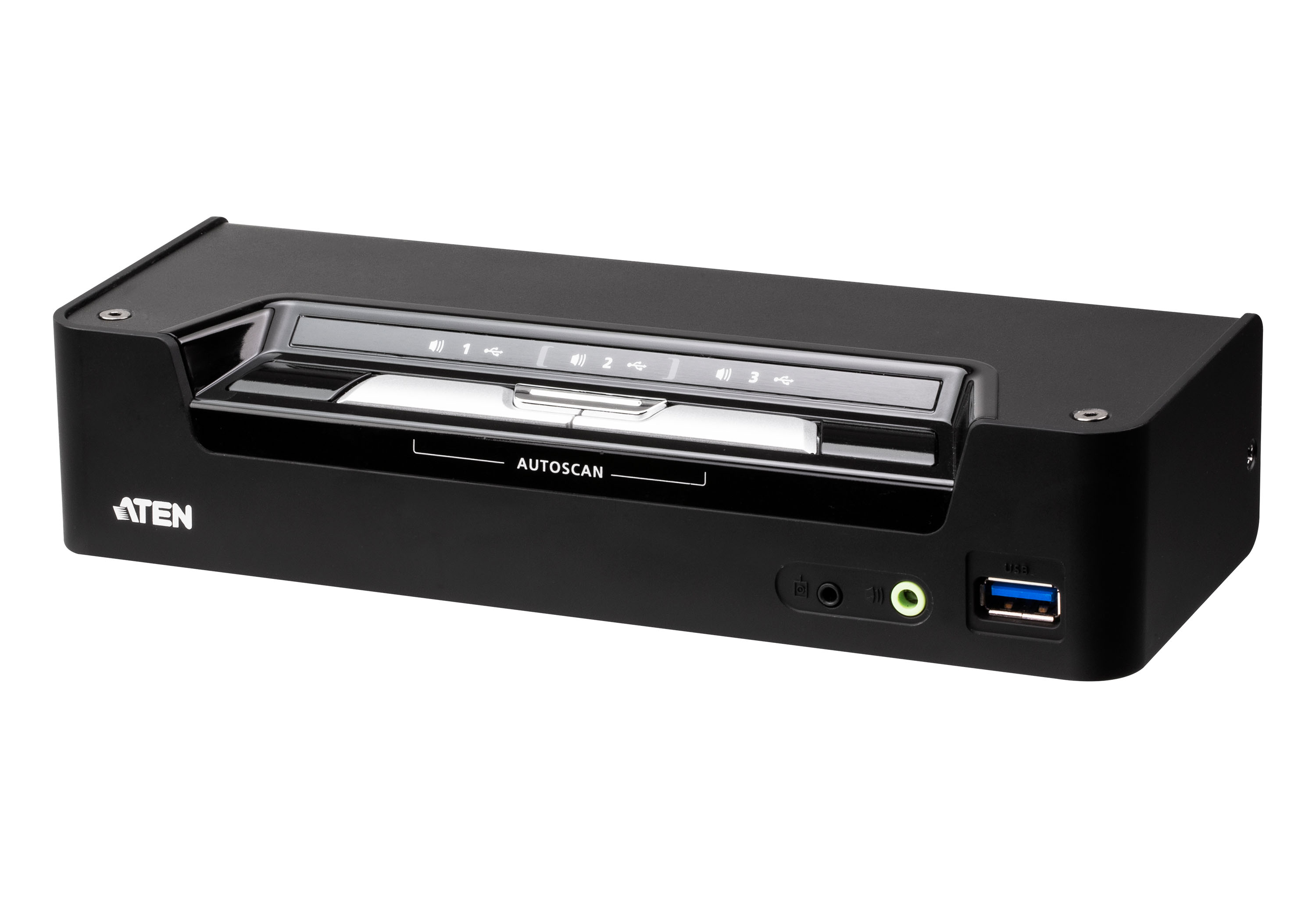 Aten 3 Port 1 Displays USB DisplayPort KVM Switch 3.5mm Audio Jack Female 4096 x 2160 pixel Maximum Resolution