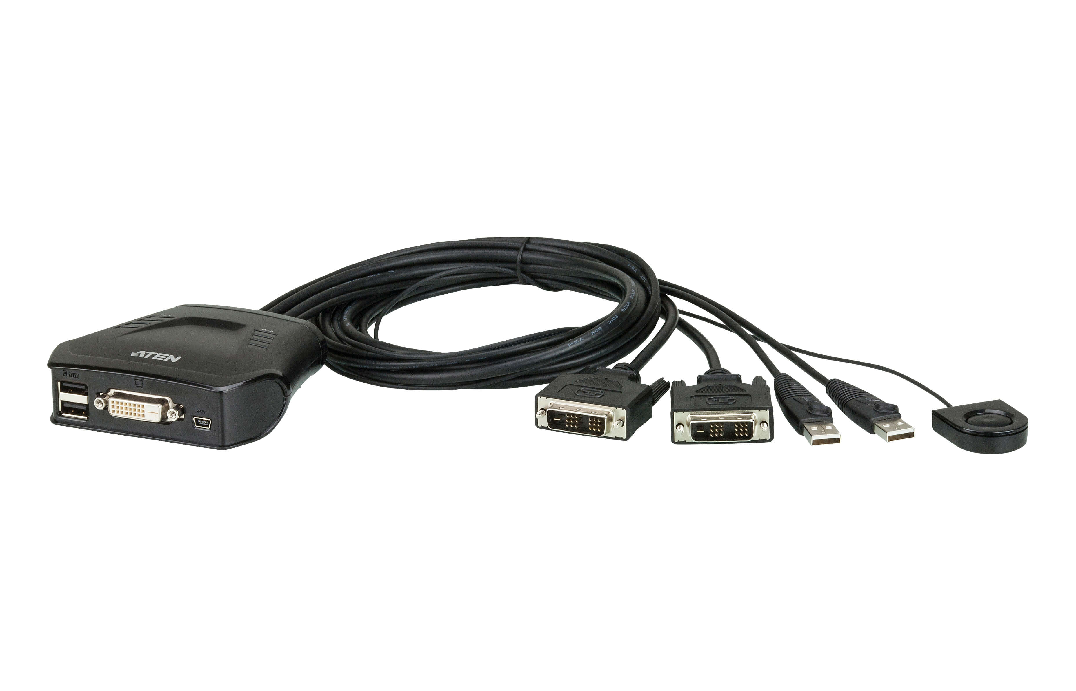 Aten 2 Port 1 Displays USB DVI-D KVM Switch 1920 x 1200 (60 Hz) Maximum Resolution