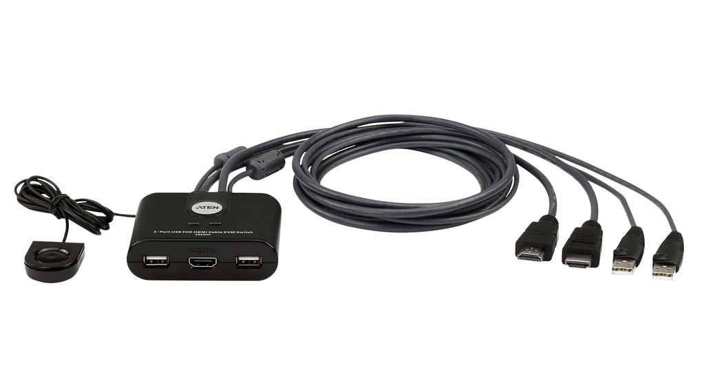 Aten 2 Port 1 Displays USB HDMI KVM Switch USB 1920 x 1200 pixel Maximum Resolution