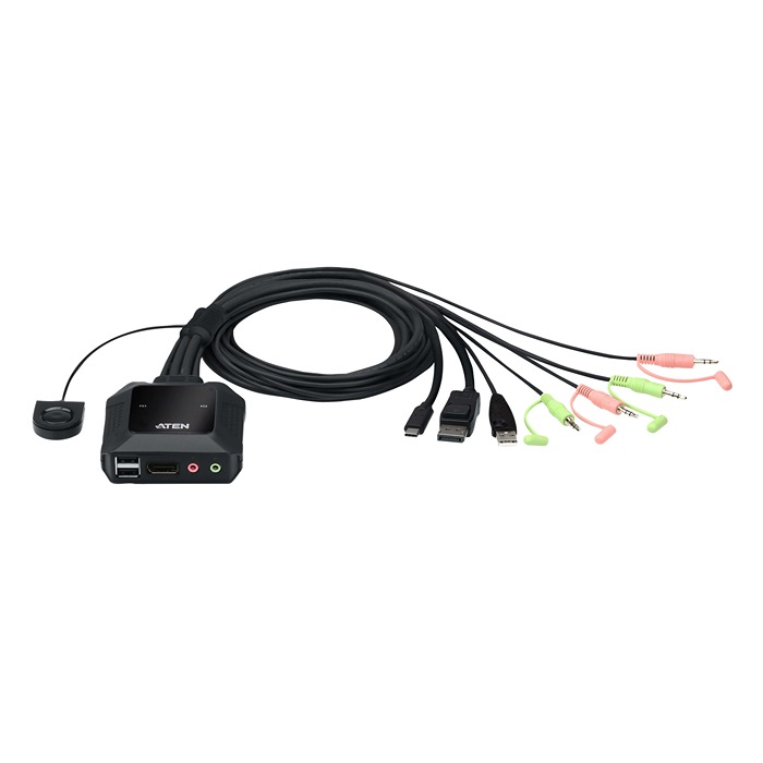 Aten 2 Port 1 Displays USB DisplayPort KVM Switch 3.5mm Audio Jack Female 4096 x 2160 pixel Maximum Resolution