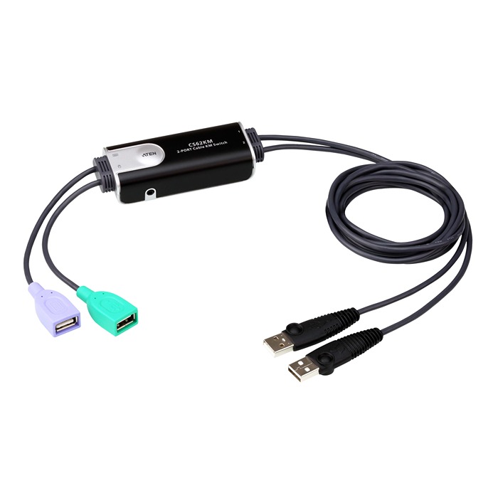 Aten 5 Port 2 Displays USB USB KVM Switch 3.5mm Audio Jack Female