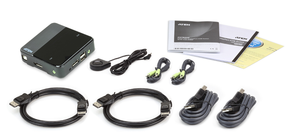 cs782dp Aten 2 Port USB DisplayPort KVM Switch 3.5 mm Stereo 4096 x 2160 pixel Maximum Resolution
