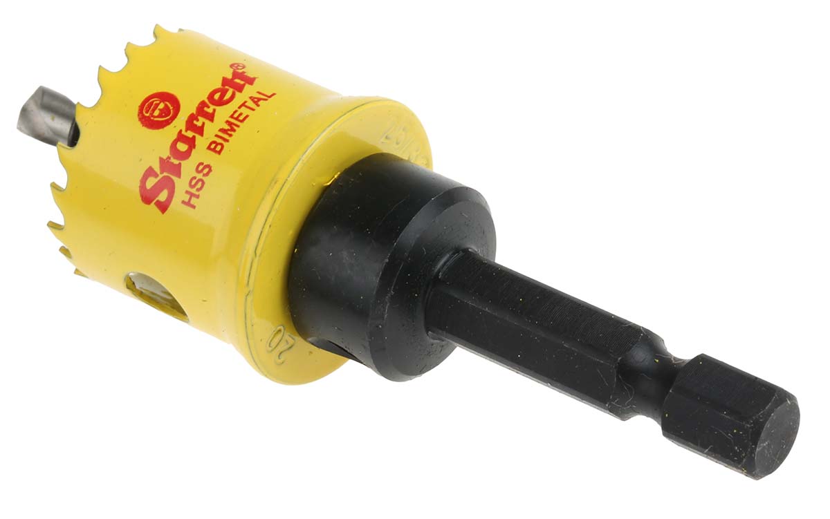 csc20 Starrett 20 mm Diameter High Speed Steel Drill Bit for Stainless Steel, Plastic, Wood, Mild Steel Sheet, with6.35mm
