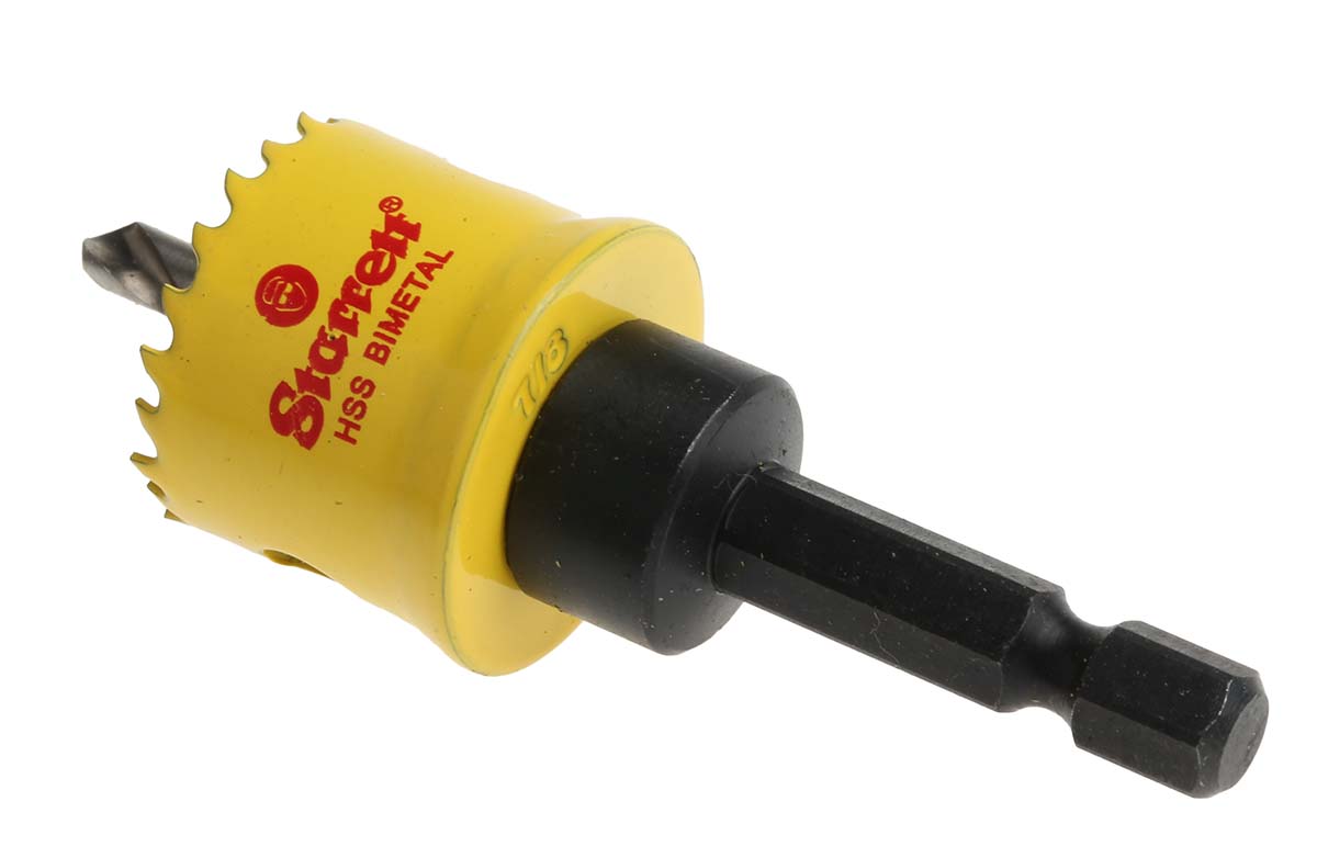 csc22 Starrett 22 mm Diameter High Speed Steel Drill Bit for Mild Steel Sheet, Stainless Steel, Plastic, Wood, with6.35mm
