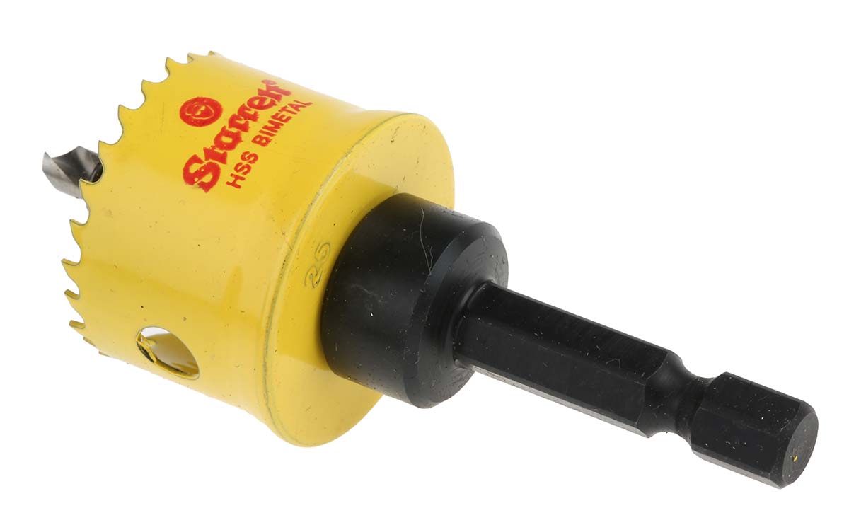 csc25 Starrett 25 mm Diameter High Speed Steel Drill Bit for Plastic, Stainless Steel, Mild Steel Sheet, Wood, with6.35mm